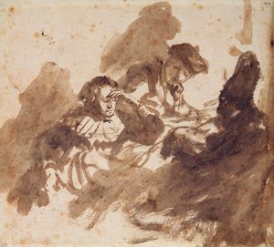 Reading by Rembrandt van Rijn